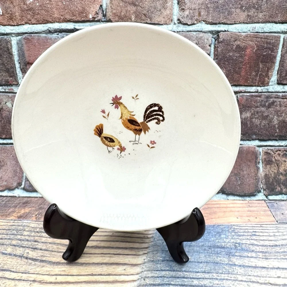 Taylor Smith Break O Day Rooster Serving Bowl 8in Farmhouse MCM Vintage 1960